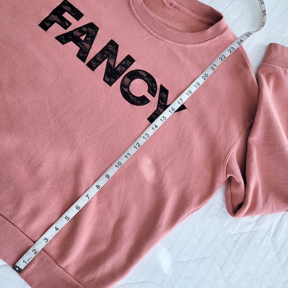 'Fancy' Betsey Johnson Performance lace Applique Salmon Crewneck Sweatshirt XL - Picture 10 of 10